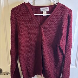 Vintage Pendelton Cable Knit Burgundy Cardigan Women's Medium